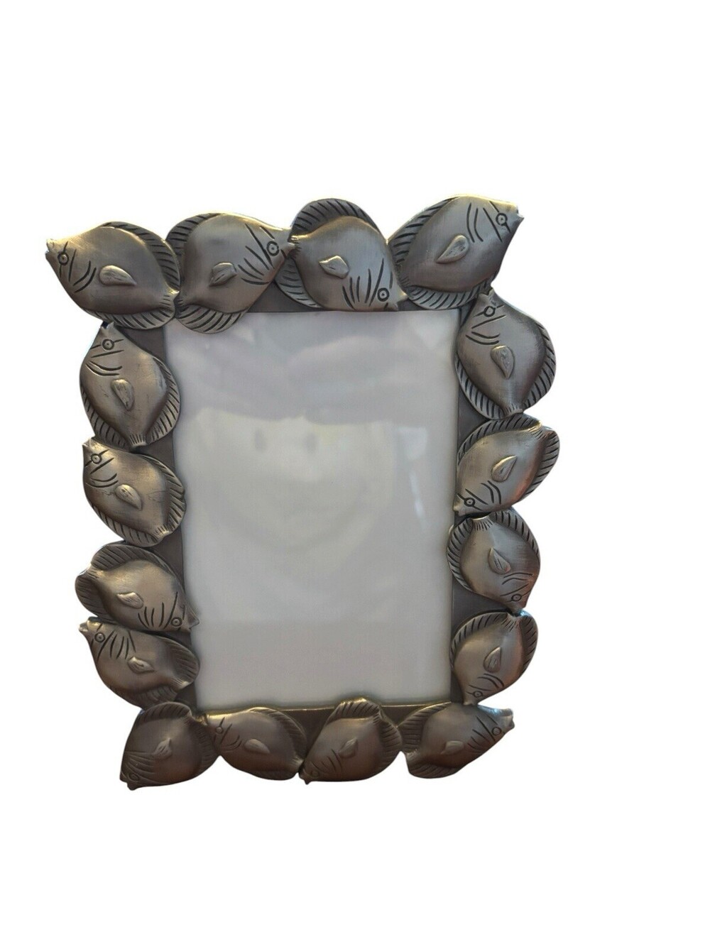 Pewter Fish Themed Tabletop Photo Frame Fishing Angler Lodge Decor Fishermen